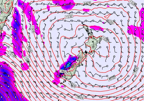 New Zealand forecast chart for Saturday, June 13th, 2026 at 6:00 AM