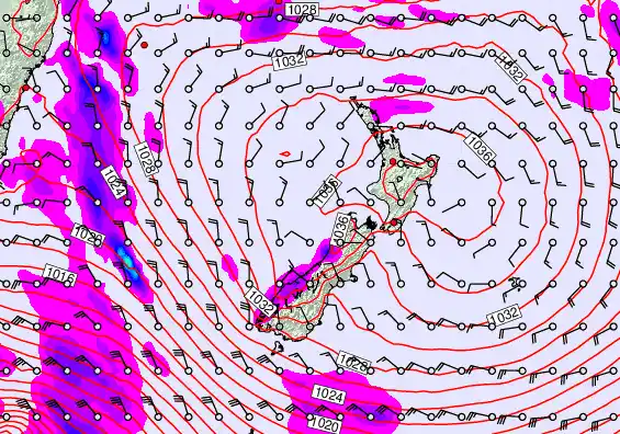 New Zealand forecast chart for Saturday, June 13th, 2026 at 12:00 PM