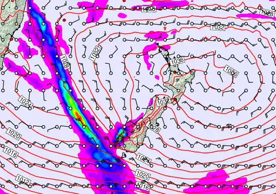 New Zealand forecast chart for Sunday, June 14th, 2026 at 12:00 AM