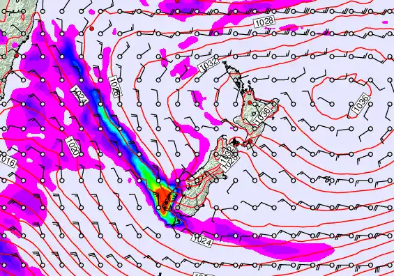 New Zealand forecast chart for Sunday, June 14th, 2026 at 6:00 PM