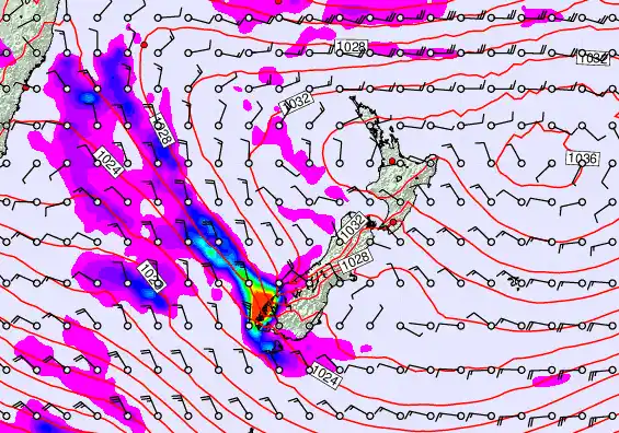 New Zealand forecast chart for Monday, June 15th, 2026 at 12:00 AM