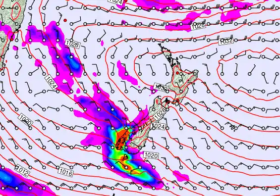 New Zealand forecast chart for Monday, June 15th, 2026 at 12:00 PM