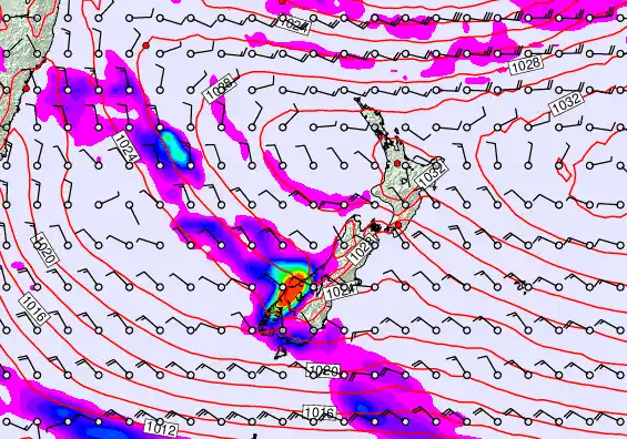 New Zealand forecast chart for Monday, June 15th, 2026 at 6:00 PM