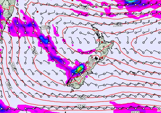 New Zealand forecast chart for Tuesday, June 16th, 2026 at 12:00 AM