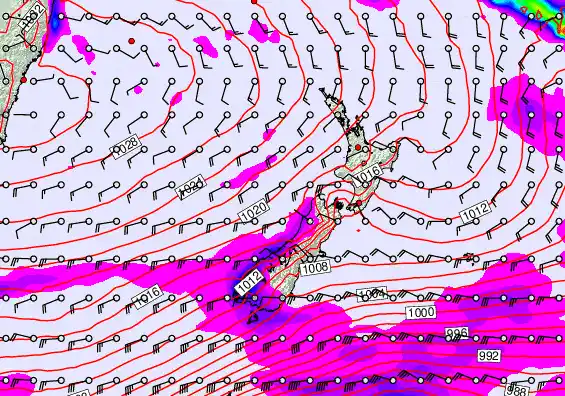 New Zealand forecast chart for Sunday, June 7th, 2026 at 6:00 PM