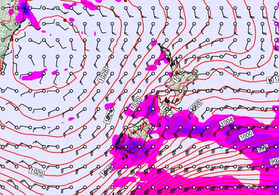 New Zealand forecast chart for Monday, June 8th, 2026 at 6:00 AM