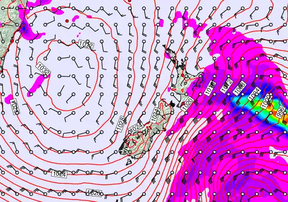 New Zealand forecast chart for Monday, June 8th, 2026 at 6:00 PM