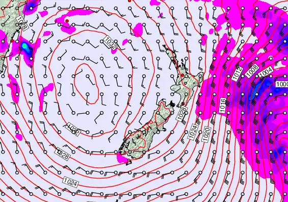 New Zealand forecast chart for Tuesday, June 9th, 2026 at 6:00 AM