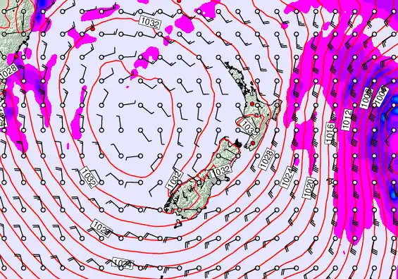 New Zealand forecast chart for Tuesday, June 9th, 2026 at 12:00 PM