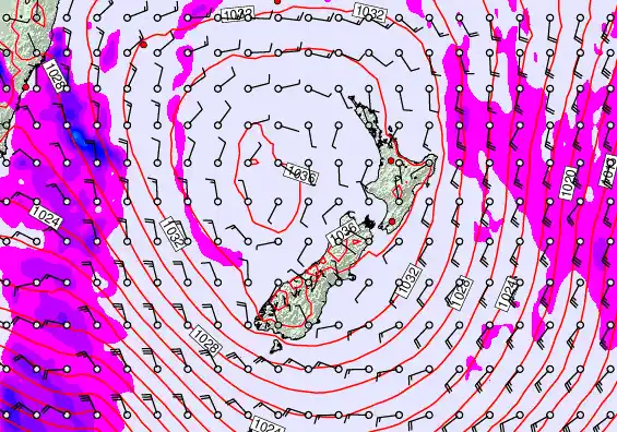 New Zealand forecast chart for Wednesday, June 10th, 2026 at 12:00 PM