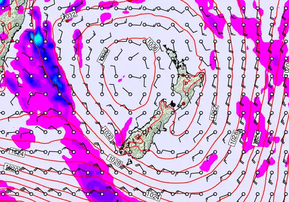 New Zealand forecast chart for Thursday, June 11th, 2026 at 12:00 AM