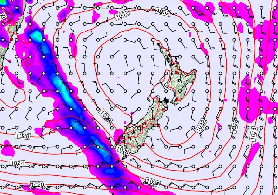 New Zealand forecast chart for Thursday, June 11th, 2026 at 6:00 AM