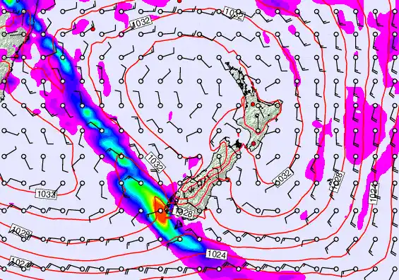 New Zealand forecast chart for Thursday, June 11th, 2026 at 12:00 PM