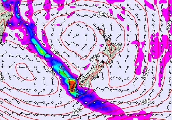 New Zealand forecast chart for Thursday, June 11th, 2026 at 6:00 PM