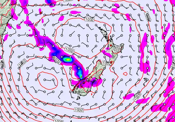 New Zealand forecast chart for Friday, June 12th, 2026 at 6:00 AM