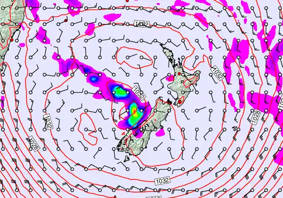 New Zealand forecast chart for Friday, June 12th, 2026 at 12:00 PM