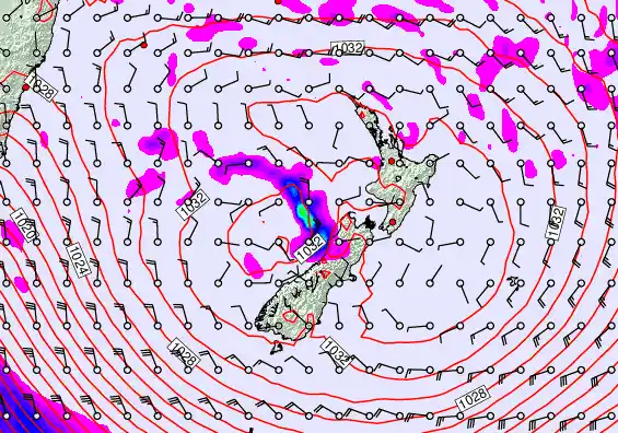 New Zealand forecast chart for Saturday, June 13th, 2026 at 12:00 AM