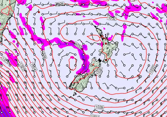 New Zealand forecast chart for Saturday, June 13th, 2026 at 6:00 AM
