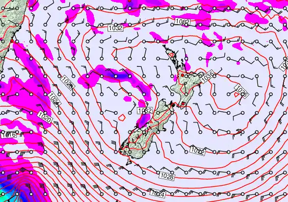 New Zealand forecast chart for Saturday, June 13th, 2026 at 12:00 PM