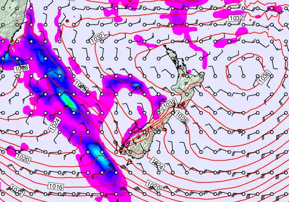New Zealand forecast chart for Sunday, June 14th, 2026 at 12:00 AM