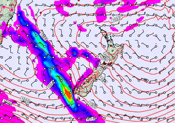 New Zealand forecast chart for Sunday, June 14th, 2026 at 6:00 AM