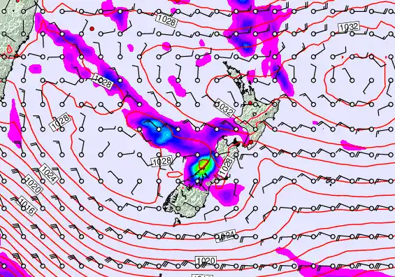 New Zealand forecast chart for Monday, June 15th, 2026 at 12:00 AM