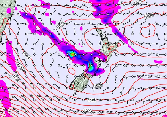 New Zealand forecast chart for Monday, June 15th, 2026 at 6:00 AM