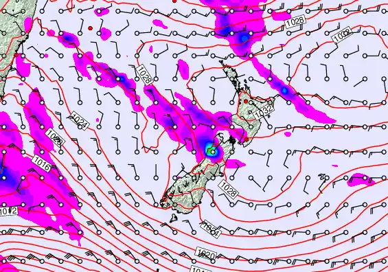 New Zealand forecast chart for Monday, June 15th, 2026 at 12:00 PM