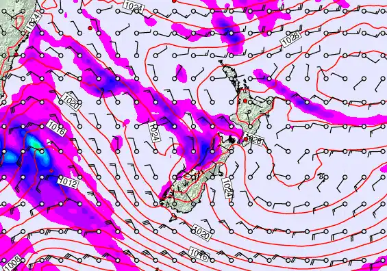 New Zealand forecast chart for Monday, June 15th, 2026 at 6:00 PM