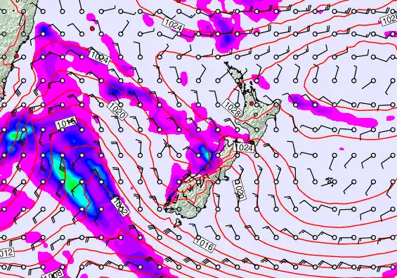 New Zealand forecast chart for Tuesday, June 16th, 2026 at 12:00 AM