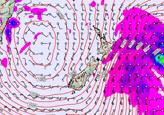 New Zealand forecast chart for Tuesday, June 9th, 2026 at 12:00 AM
