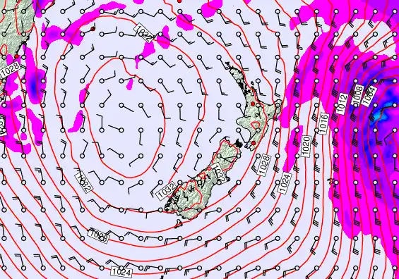 New Zealand forecast chart for Tuesday, June 9th, 2026 at 12:00 PM