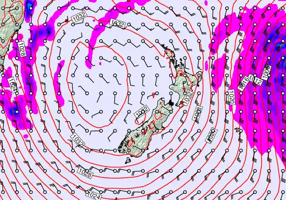 New Zealand forecast chart for Tuesday, June 9th, 2026 at 6:00 PM