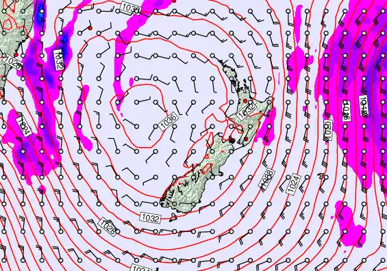 New Zealand forecast chart for Wednesday, June 10th, 2026 at 12:00 AM