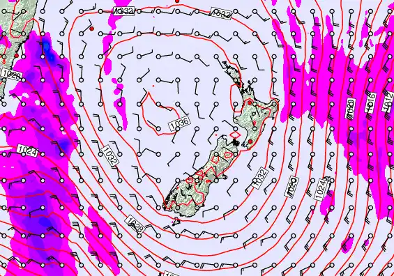 New Zealand forecast chart for Wednesday, June 10th, 2026 at 12:00 PM