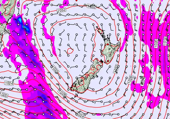 New Zealand forecast chart for Wednesday, June 10th, 2026 at 6:00 PM