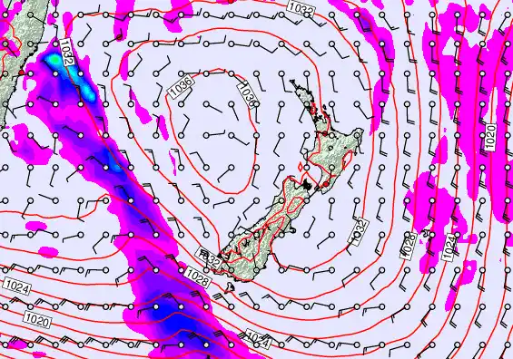 New Zealand forecast chart for Thursday, June 11th, 2026 at 12:00 AM