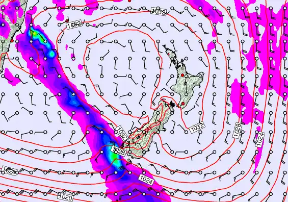 New Zealand forecast chart for Thursday, June 11th, 2026 at 6:00 AM