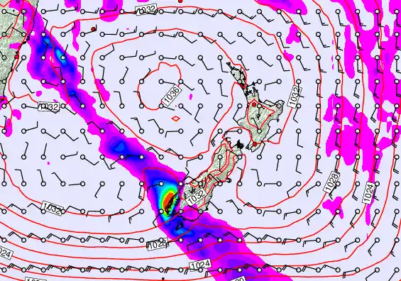 New Zealand forecast chart for Thursday, June 11th, 2026 at 12:00 PM