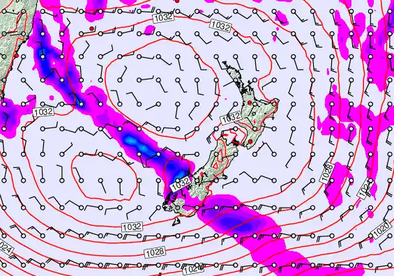 New Zealand forecast chart for Thursday, June 11th, 2026 at 6:00 PM