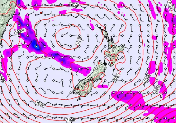 New Zealand forecast chart for Friday, June 12th, 2026 at 12:00 AM