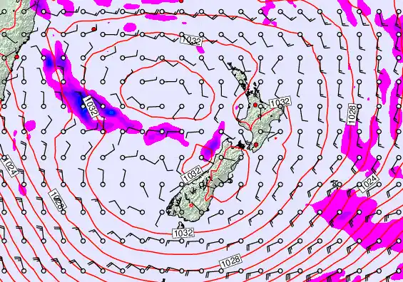 New Zealand forecast chart for Friday, June 12th, 2026 at 6:00 AM