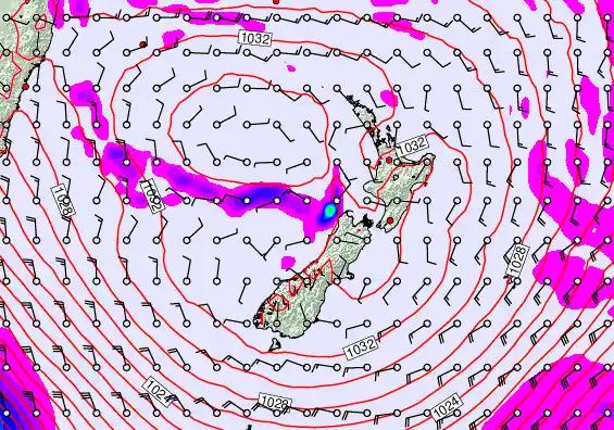 New Zealand forecast chart for Friday, June 12th, 2026 at 12:00 PM