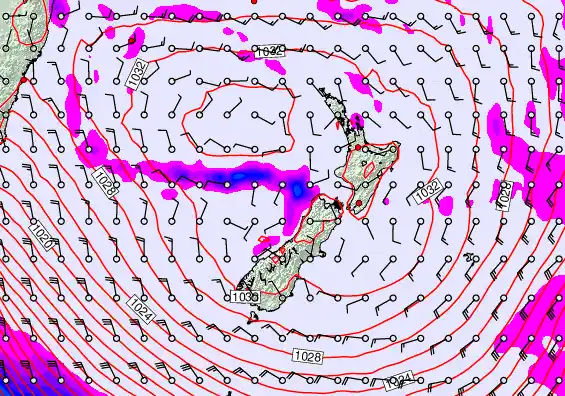New Zealand forecast chart for Friday, June 12th, 2026 at 6:00 PM