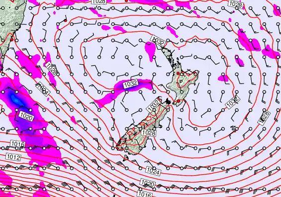 New Zealand forecast chart for Saturday, June 13th, 2026 at 6:00 AM