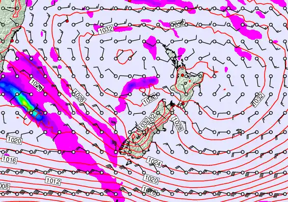 New Zealand forecast chart for Saturday, June 13th, 2026 at 12:00 PM