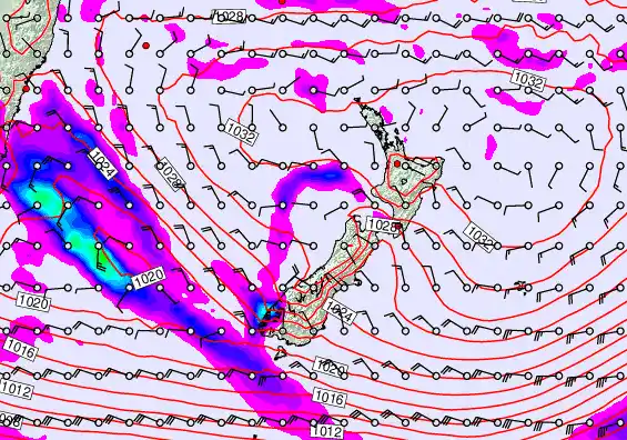 New Zealand forecast chart for Saturday, June 13th, 2026 at 6:00 PM