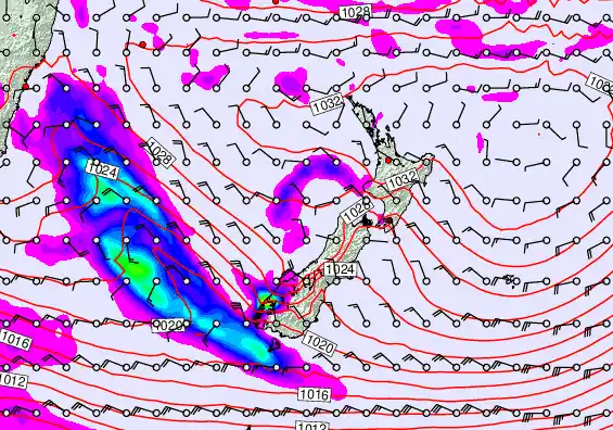 New Zealand forecast chart for Sunday, June 14th, 2026 at 12:00 AM