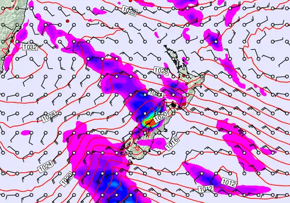 New Zealand forecast chart for Monday, June 15th, 2026 at 12:00 AM
