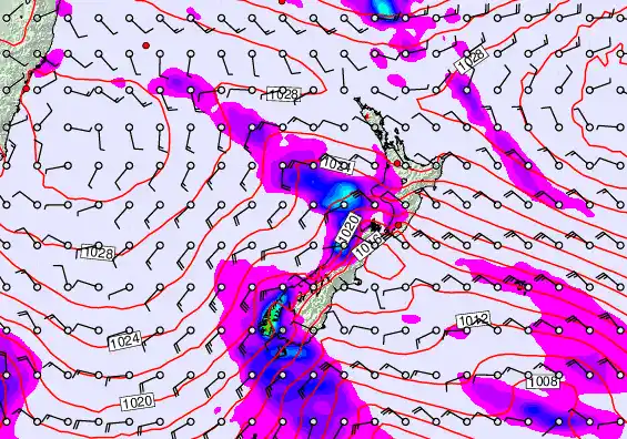 New Zealand forecast chart for Monday, June 15th, 2026 at 6:00 AM